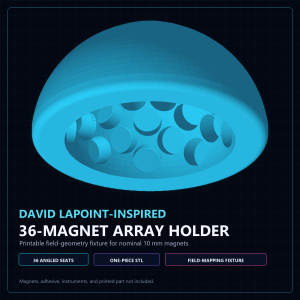 David LaPoint-inspired 36-magnet array holder showing the curved one-piece STL geometry